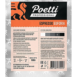 Кофе в зернах Poetti Espresso Euforia арабика 100% 1 кг (пакет)