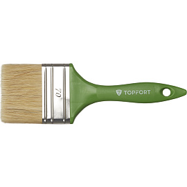 Кисть малярная плоская TOPFORT из смешанной щетины 70x15 мм зеленая