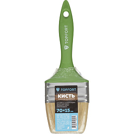 Кисть малярная плоская TOPFORT из смешанной щетины 70x15 мм зеленая