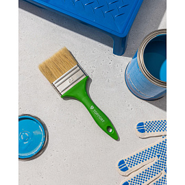 Кисть малярная плоская TOPFORT из смешанной щетины 70x15 мм зеленая
