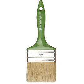 Кисть малярная плоская TOPFORT из смешанной щетины 80x15 мм зеленая
