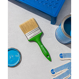 Кисть малярная плоская TOPFORT из смешанной щетины 80x15 мм зеленая