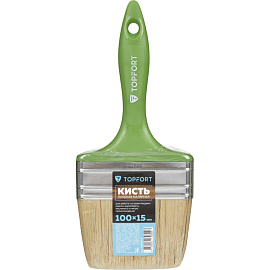 Кисть малярная плоская TOPFORT из смешанной щетины 100x15 мм зеленая