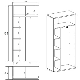Шкаф комбинрованный Born B 701.1 (дуб бофорд, 900х450х2054 мм)