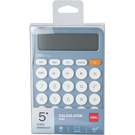 Калькулятор настольный Deli EM124 12 разрядный голубой 158x105x28 мм