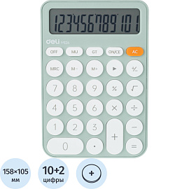 Калькулятор настольный Deli EM124 12 разрядный зеленый 158x105x28 мм