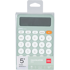 Калькулятор настольный Deli EM124 12 разрядный зеленый 158x105x28 мм
