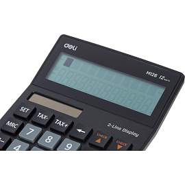 Калькулятор настольный Deli EM126 12 разрядный черный 182x129x44 двухстрочный