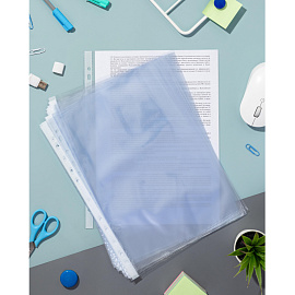 Файл-вкладыш Attache Selection Breeze А4 45 мкм голубые гладкие 50 штук в упаковке