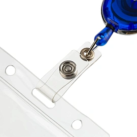 Держатель для бейджа Комус с рулеткой синий