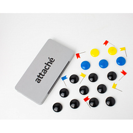 Кнопки канцелярские силовые Attache Флажки пластиковые разноцветные шляпка 8 мм (25 штук в упаковке)