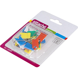 Кнопки канцелярские силовые Attache Флажки пластиковые разноцветные шляпка 8 мм (25 штук в упаковке)