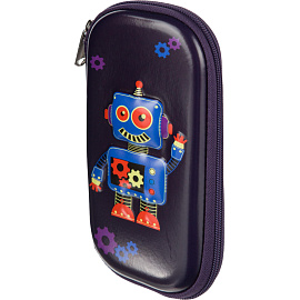 Пенал односекционный Комус Класс (№1 School) 3D Robot фиолетовый