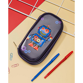 Пенал односекционный Комус Класс (№1 School) 3D Robot фиолетовый