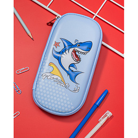 Пенал односекционный Комус Класс (№1 School) 3D Funny shark синий