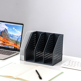 Лоток вертикальный для бумаг 200 мм Deli Drey пластиковый темно-серый 3 отделения