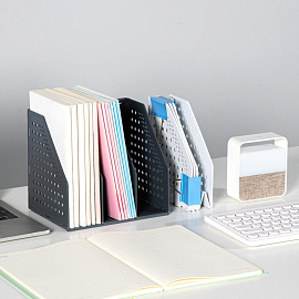 Лоток вертикальный для бумаг A5 Deli Grey пластиковый серый 3 отделения