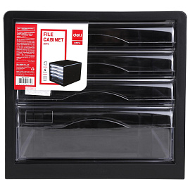 Бокс с выдвижными лотками Deli 4 лотка черный