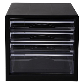 Бокс с выдвижными лотками Deli 4 лотка черный