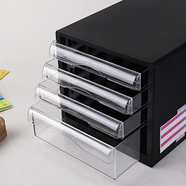 Бокс с выдвижными лотками Deli 4 лотка черный