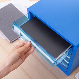 Бокс с выдвижными лотками Deli 5 лотков синий