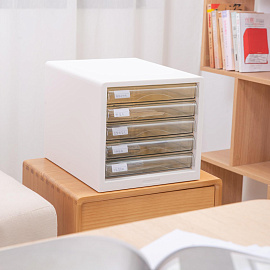 Бокс с выдвижными лотками Deli 5 лотков белый