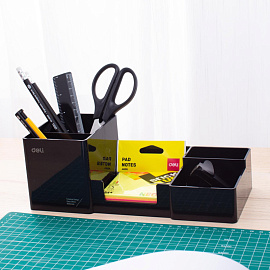 Подставка-органайзер для канцелярских принадлежностей Deli 6 отделений черная 25.4x11.2x9 см (EZ00220)