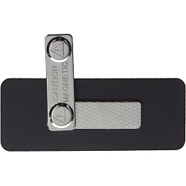 Бейдж Attache горизонтальный 90х35 мм черный с магнитным зажимом меловой (5 штук в упаковке)