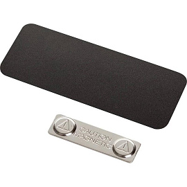 Бейдж Attache горизонтальный 90х35 мм черный с магнитным зажимом меловой (5 штук в упаковке)