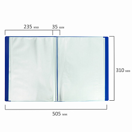 Папка 100 вкладышей BRAUBERG "Office", синяя, 0,8 мм, 222640