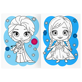 Раскраска с цв. фоном А4, 16 стр., ТРИ СОВЫ "Сказочные принцессы