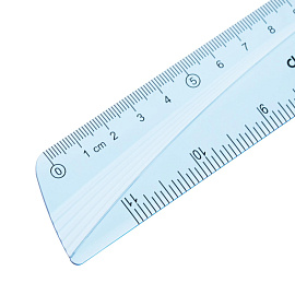 Линейка Deli 20 см пластиковая голубая прозрачная