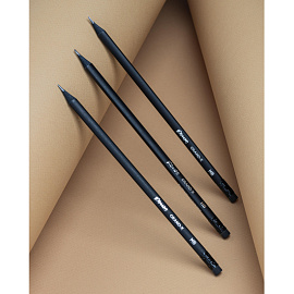 Карандаш чернографитный деревянный HB с ластиком Комус Grand-X заточенный трехгранный