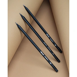 Карандаш чернографитный деревянный HB с ластиком Комус Grand-X заточенный трехгранный