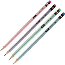 Карандаш чернографитный HB с ластиком Attache Pearly заточенный трехгранный