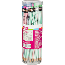 Карандаш чернографитный HB с ластиком Attache Pearly заточенный трехгранный