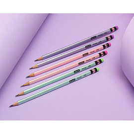 Карандаш чернографитный HB с ластиком Attache Pearly заточенный трехгранный