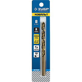 Сверло спиральное по металлу Зубр Кобальт 8х117 мм (29626-8)