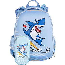 Ранец Комус Класс (№1 School) 3D Funny shark голубой с двумя отделениями фото Ранец Комус Класс (№1 School) 3D Funny shark голубой с двумя отделениями