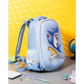 Ранец Комус Класс (№1 School) 3D Funny shark голубой с двумя отделениями фото Ранец Комус Класс (№1 School) 3D Funny shark голубой с двумя отделениями