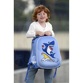 Ранец Комус Класс (№1 School) 3D Funny shark голубой с двумя отделениями фото Ранец Комус Класс (№1 School) 3D Funny shark голубой с двумя отделениями
