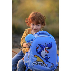 Ранец Комус Класс (№1 School) 3D Funny shark голубой с двумя отделениями фото Ранец Комус Класс (№1 School) 3D Funny shark голубой с двумя отделениями