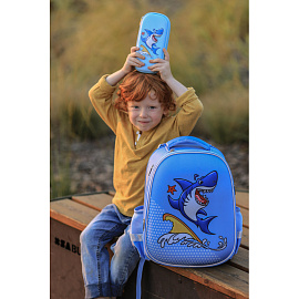 Ранец Комус Класс (№1 School) 3D Funny shark голубой с двумя отделениями фото Ранец Комус Класс (№1 School) 3D Funny shark голубой с двумя отделениями