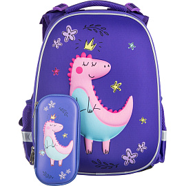 Ранец Комус Класс (№1 School) 3D Dino princess фиолетовый с двумя отделениями фото Ранец Комус Класс (№1 School) 3D Dino princess фиолетовый с двумя отделениями