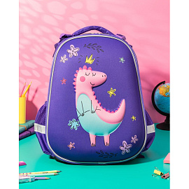 Ранец Комус Класс (№1 School) 3D Dino princess фиолетовый с двумя отделениями фото Ранец Комус Класс (№1 School) 3D Dino princess фиолетовый с двумя отделениями