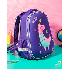 Ранец Комус Класс (№1 School) 3D Dino princess фиолетовый с двумя отделениями фото Ранец Комус Класс (№1 School) 3D Dino princess фиолетовый с двумя отделениями
