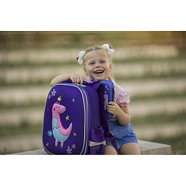 Ранец Комус Класс (№1 School) 3D Dino princess фиолетовый с двумя отделениями фото Ранец Комус Класс (№1 School) 3D Dino princess фиолетовый с двумя отделениями