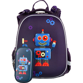 Ранец Комус Класс (№1 School) 3D Robot фиолетовый с двумя отделениями фото Ранец Комус Класс (№1 School) 3D Robot фиолетовый с двумя отделениями