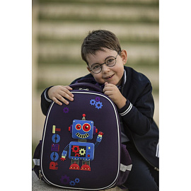 Ранец Комус Класс (№1 School) 3D Robot фиолетовый с двумя отделениями фото Ранец Комус Класс (№1 School) 3D Robot фиолетовый с двумя отделениями