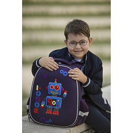 Ранец Комус Класс (№1 School) 3D Robot фиолетовый с двумя отделениями фото Ранец Комус Класс (№1 School) 3D Robot фиолетовый с двумя отделениями